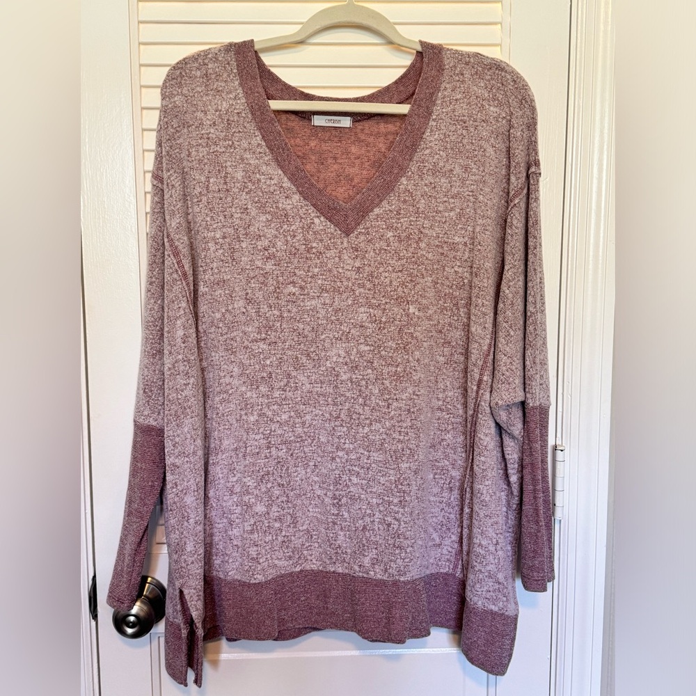 Cherish V-Neck Sweater in Heathered Purple